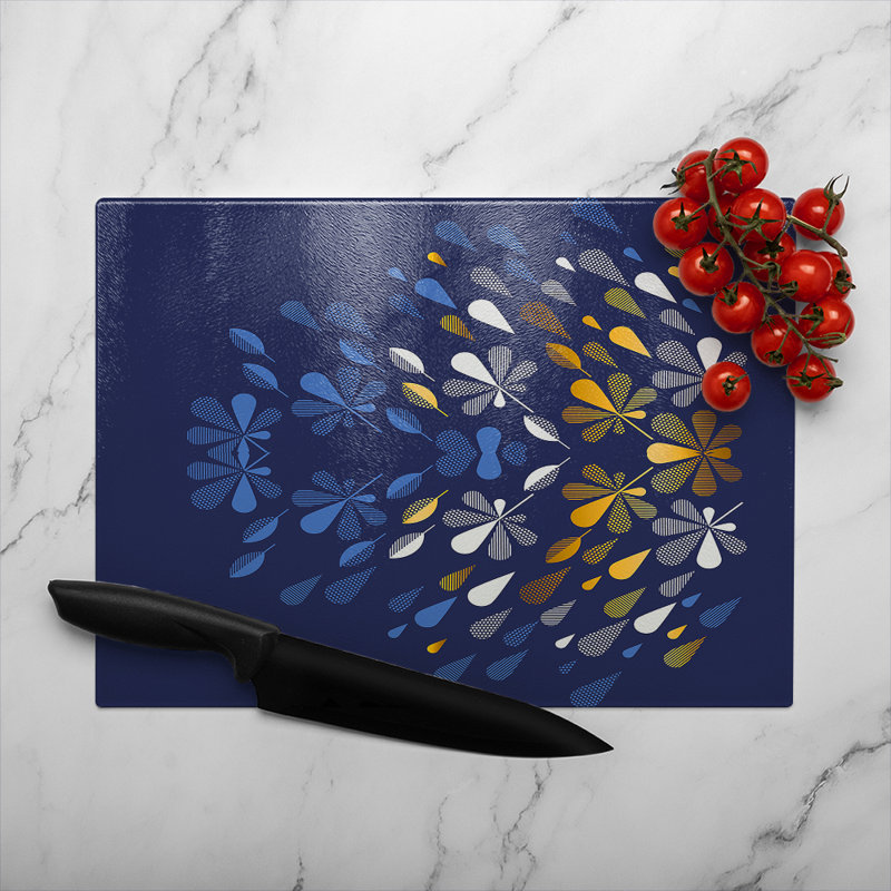 Autumn Print Glass Chopping Board, 40cm L x 28cm W