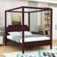 Lit plateforme luxueux à baldaquin en bois avec lattes, pieds de support et tête de lit-780742634-780742632