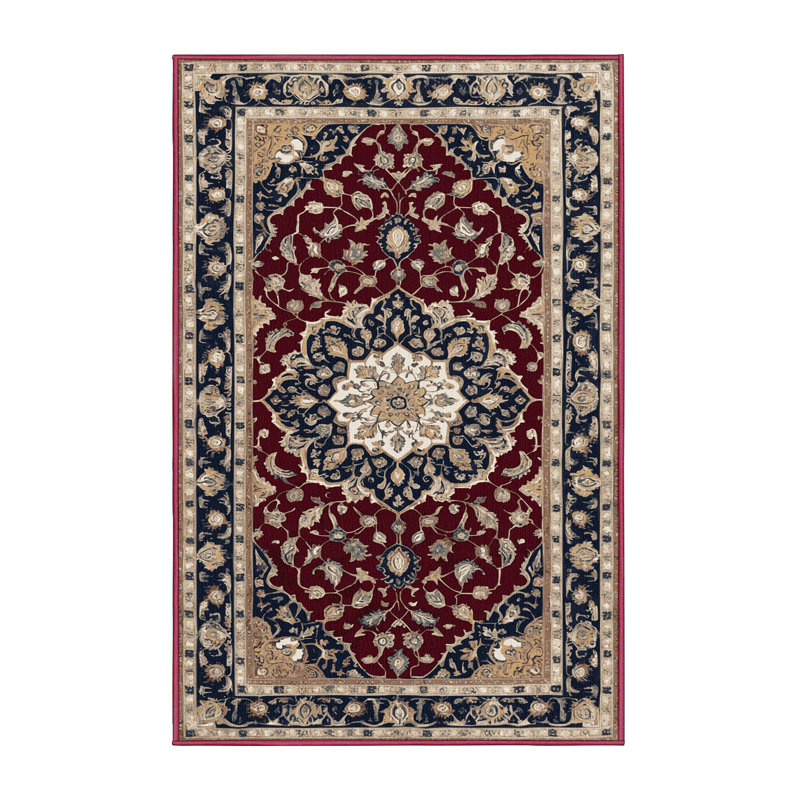 Tapis rouge persan lavable à la machine
