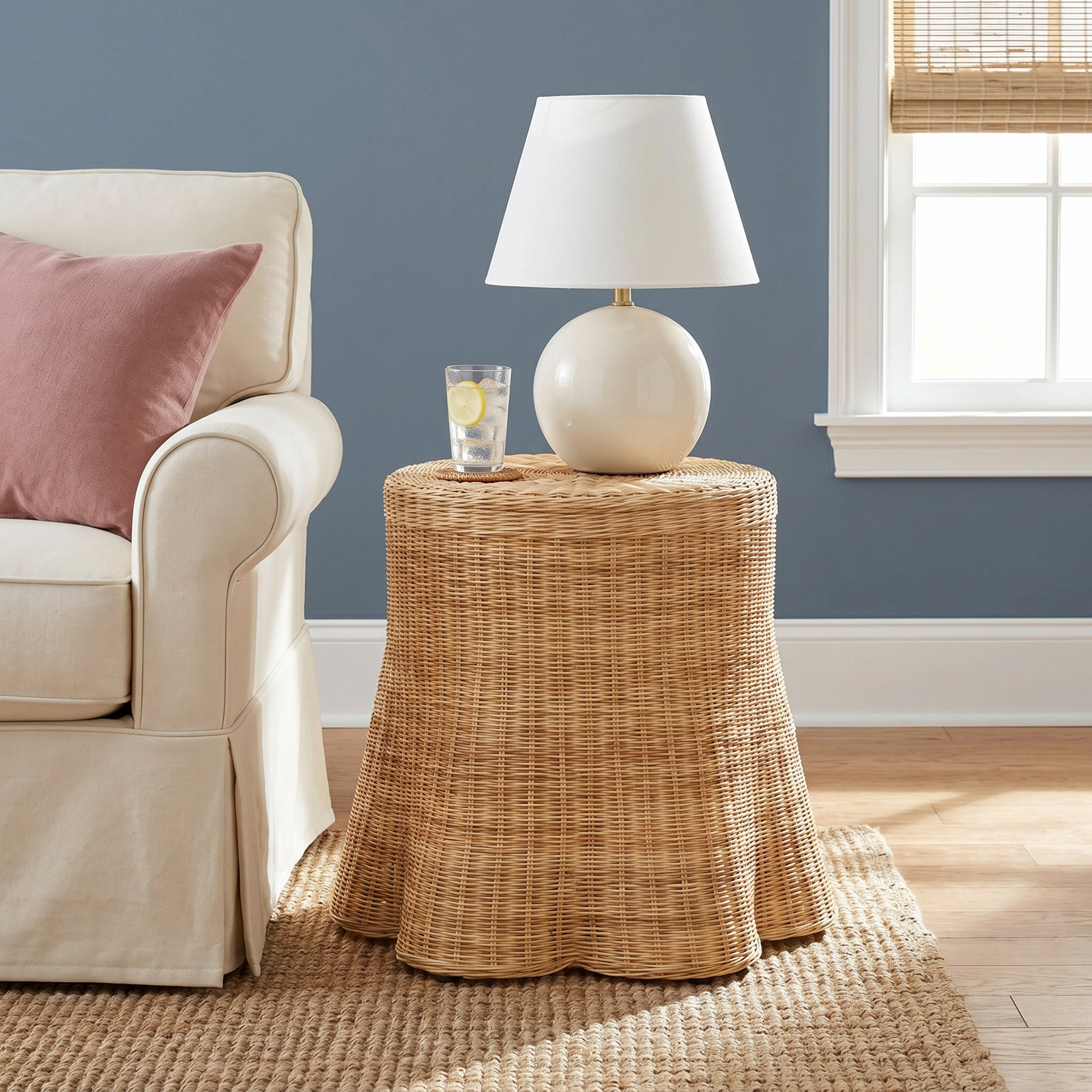 Cabo 24" Rattan End Table, Natural