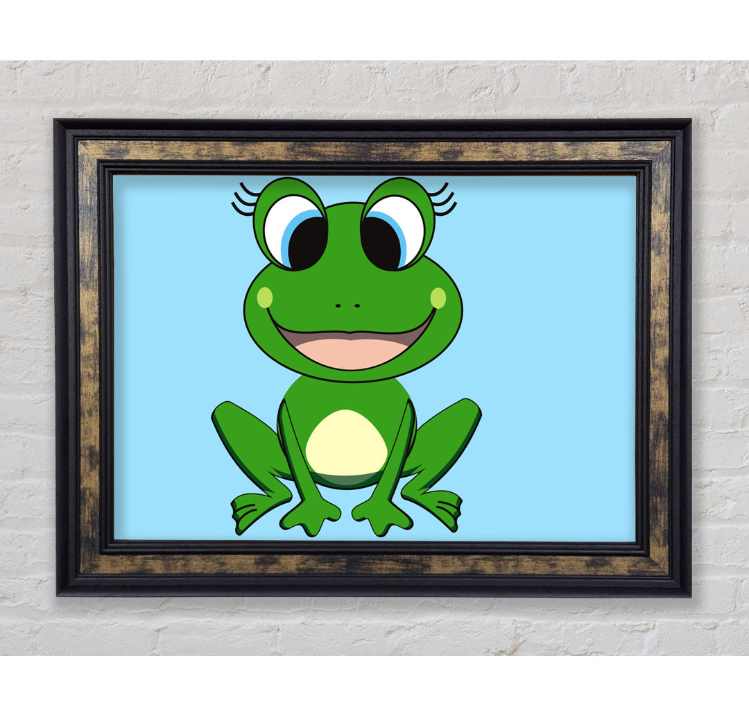 Happy Frog Ready To Leap Baby Blue - Einzelner Bilderrahmen Kunstdrucke