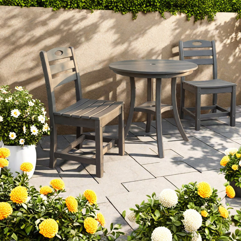 Ensemble de salle à manger Hdpe, gris anthracite, idéal pour les petits espaces