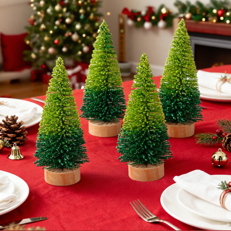 4 pièces mini arbre de Noël, mini décorations de bureau, décorations de Noël, décorations de bureau à domicile, décorations de fête de bureau et de famille, cadeaux de Noël