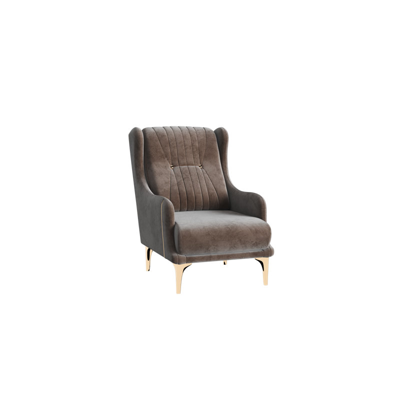 Humiston Angel Fabric Upholstered Arm Chair, Brown Microfiber