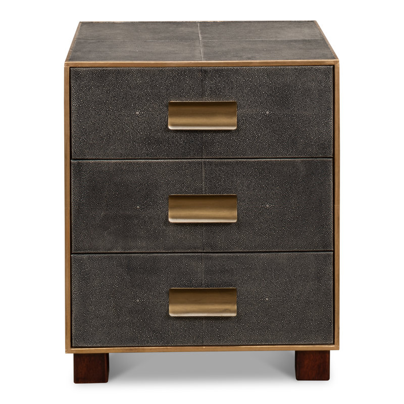 Shagreen 20'' W Solid Wood Nightstand, Antique Gray