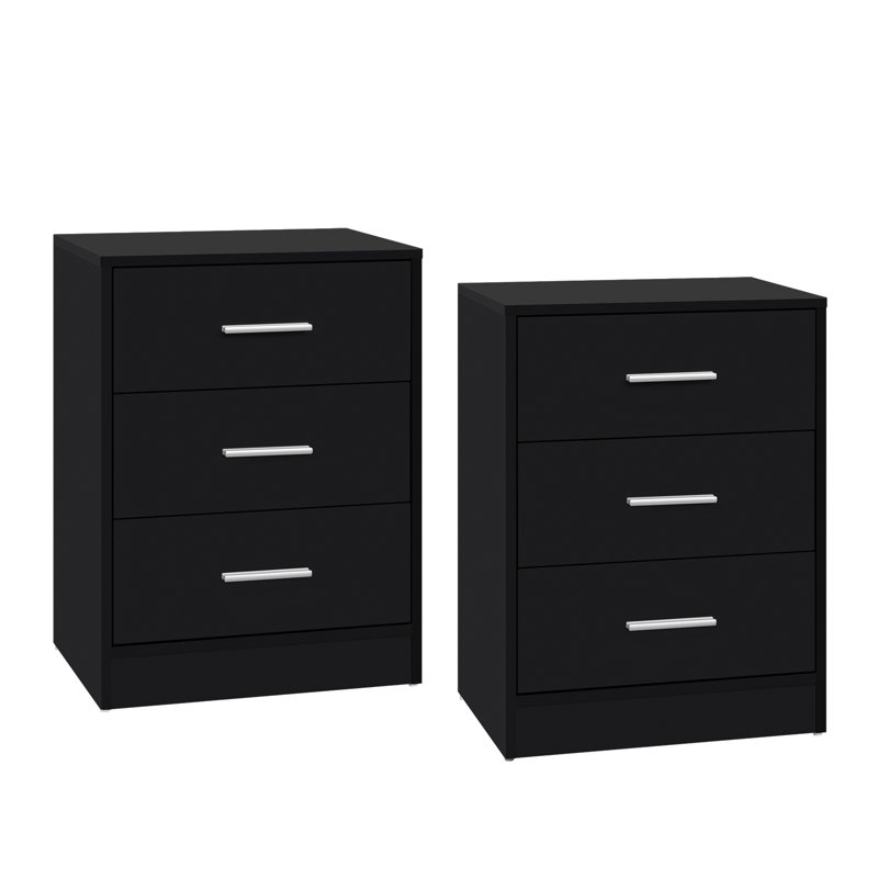 39cm W Manufactured Wood Bedside Table, Black