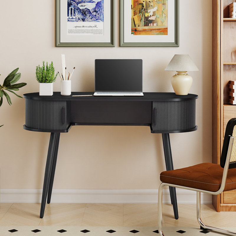 Writing Desk With Storage, Black
