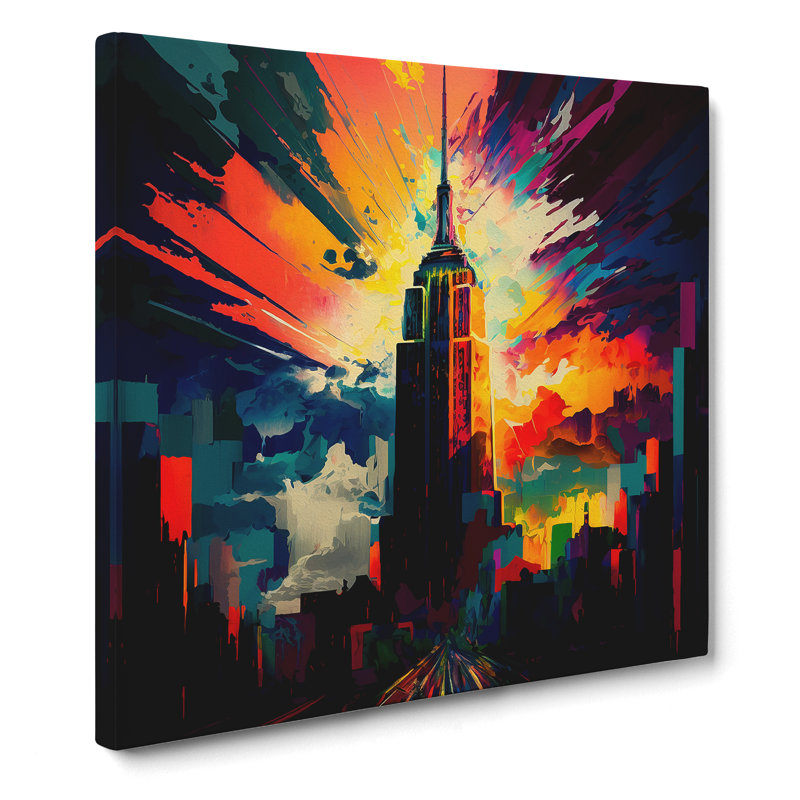 Empire State Building Expressionism - Wrapped Canvas, 50cm H x 50cm W x 3cm D