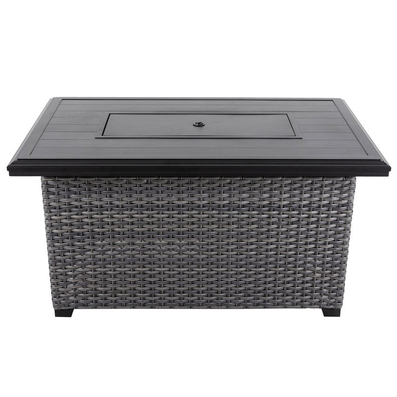 Aluminum Rattan Fire Pit Table With A Side Door
