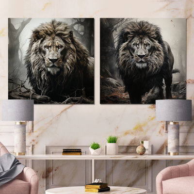 Lion ombres de la fierté I - ensemble de 2 reproductions d'art mural lion