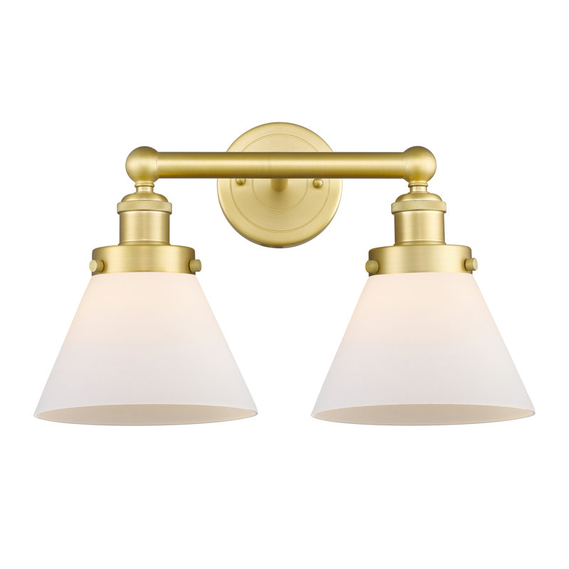 Éclairage pour meuble-lavabo à 2 lumières à intensité variable, Blanc mat, Or satiné
