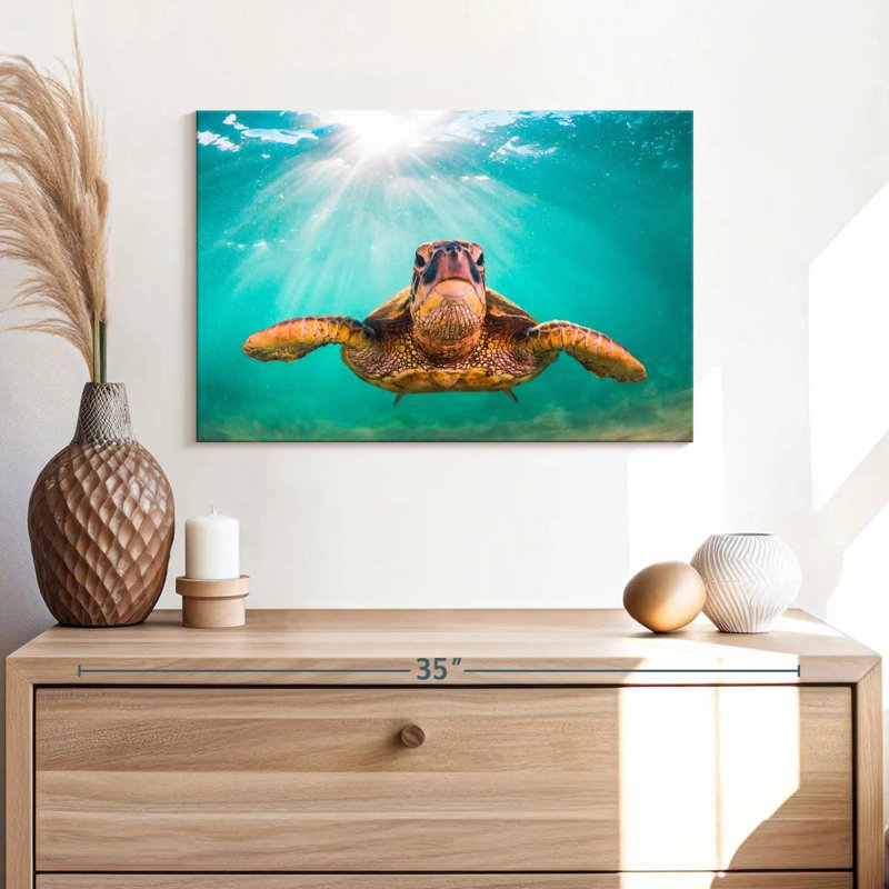 Tortue verte de Maui sur toile, H 16 po x l 24 po x P 1,25 po