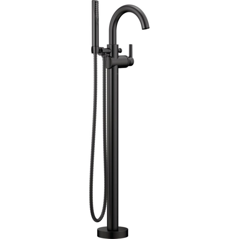 Trinsic Single Handle Floor Mounted Freestanding Tub Filler, Matte Black