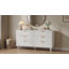Commode 6 tiroirs avec panneaux ondulés, armoire de rangement Boho moderne avec cadre en bois massif et poignées en métal, rangement polyvalent pour la chambre à coucher, le salon, l'entrée, le couloir et le placard-733700362