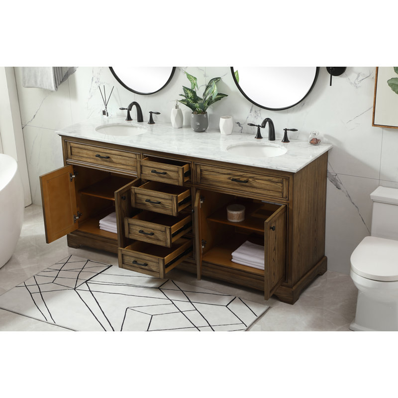 Ensemble de meuble-lavabo double 72 po Hermes, Bois flottant