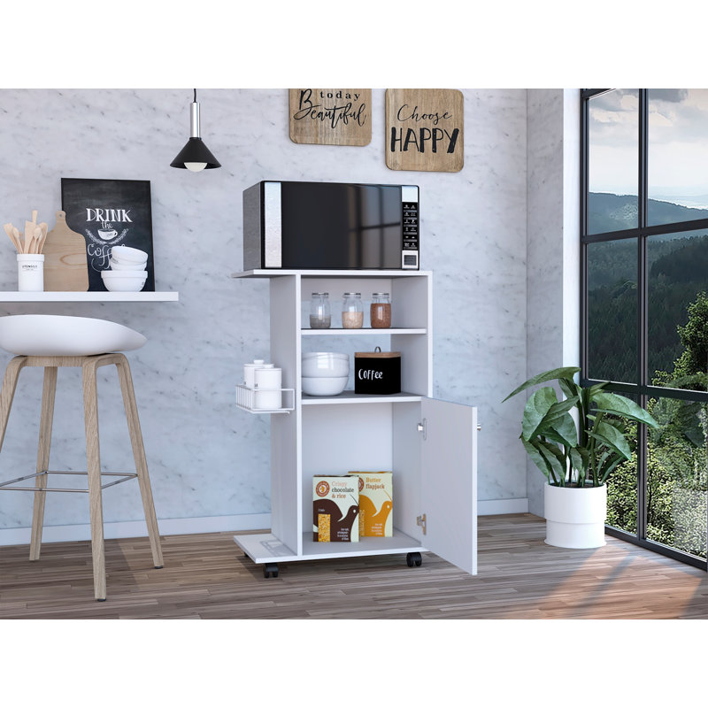 1-Shelf Kitchen Cart with Caster White, White