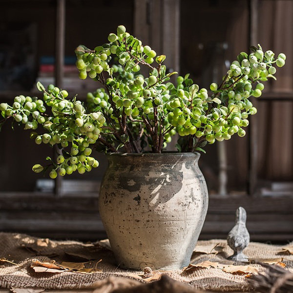 Silk Berry Arrangement, Green, 5 Stems