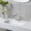 Robinet de salle de bain en cascade - Nickel brossé à poignée simple avec plaque de pont et trop-plein pour salle de bain moderne-121612887
