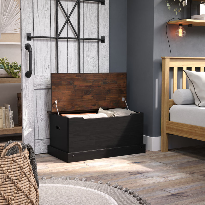 Wood Storage Trunk Delija Black | August Grove®