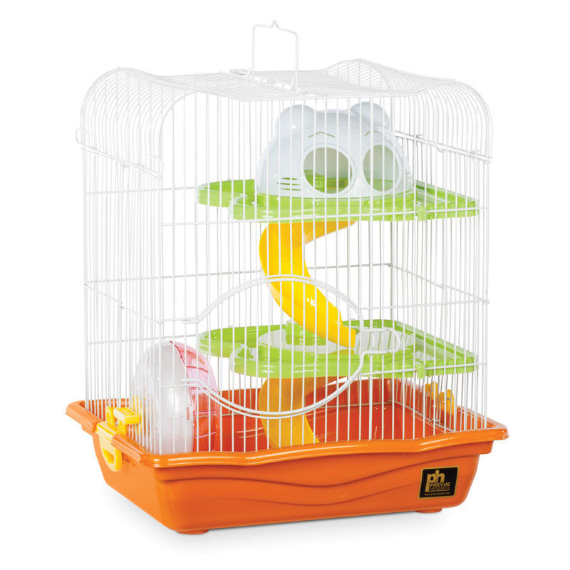 Cage à hamster avec plateforme Cherronda, Orange, Petit (H 14,5 po x l 6,25 po x P 15 po)