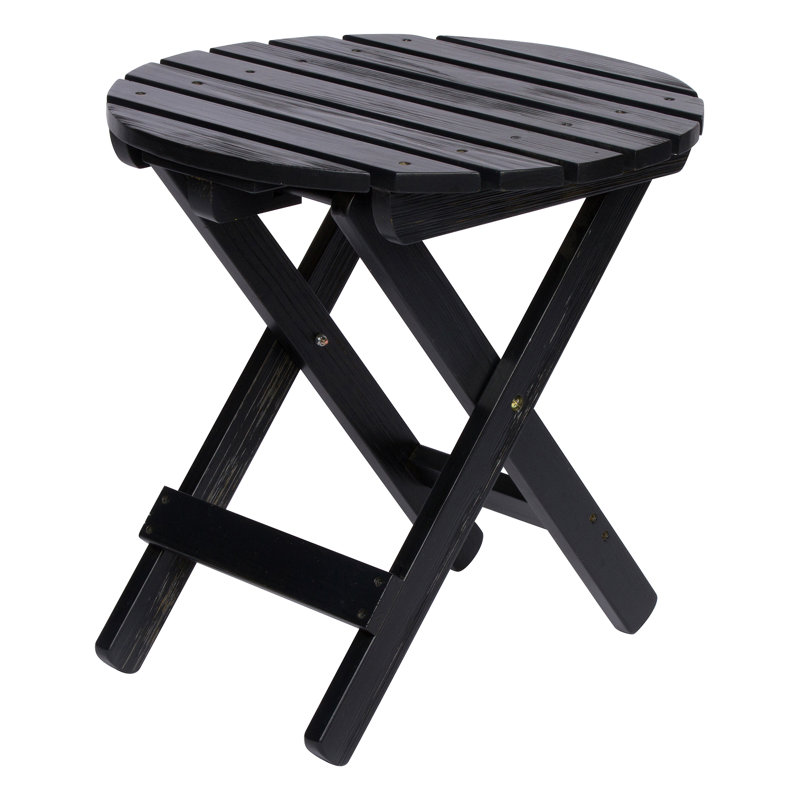 Brently Assembled Folding Round Outdoor Side Table, Black
