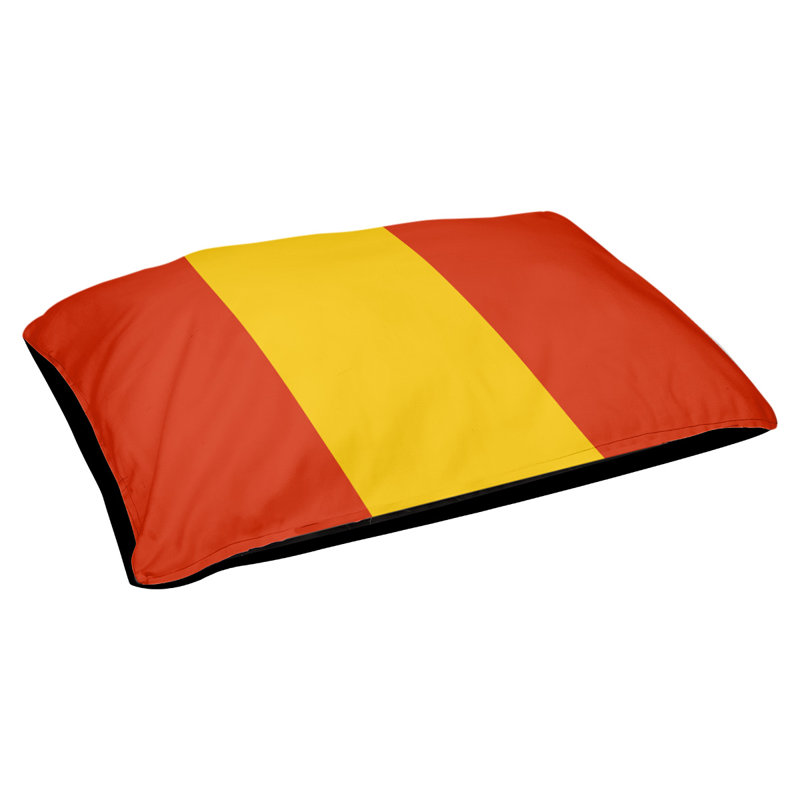 Coussin pour chien hockey Minnesota, Petit (l 28 po x P 18 po x H 9,5 po), Orange / jaune / orange