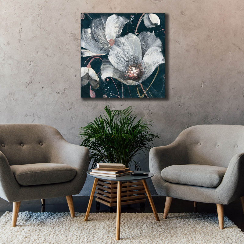 "Epun Graffiti" Transluncent Poppies Navy "par Albena Hristova, art mural sur toile, H 37 po x l 37 po x P 1,5 po