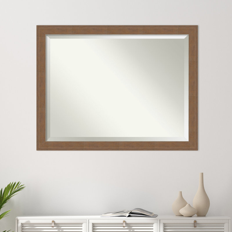 Ariele Flat Wall Mirror, 34.62" x 44.62", Distressed Brown