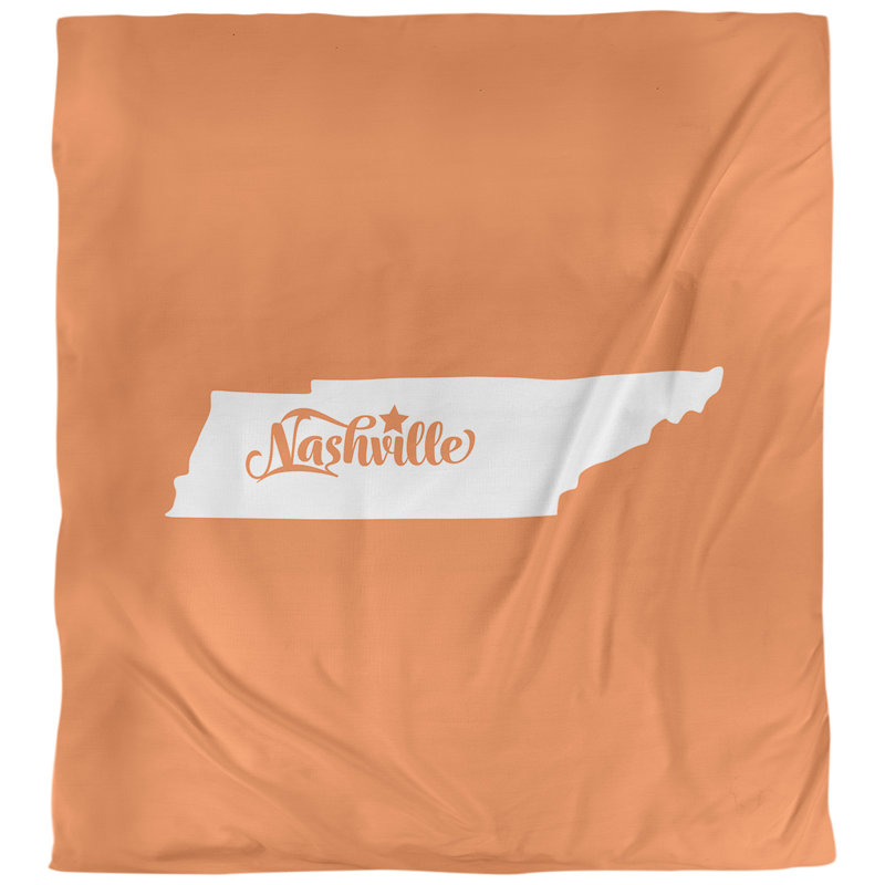 Housse de couette réversible simple Nashville Tennessee, Polyester brossé, Housse de couette pour très grand lit, Orange