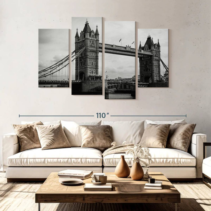 Lilie Tower Bridge en monochrome, H 54 po x l 84 po