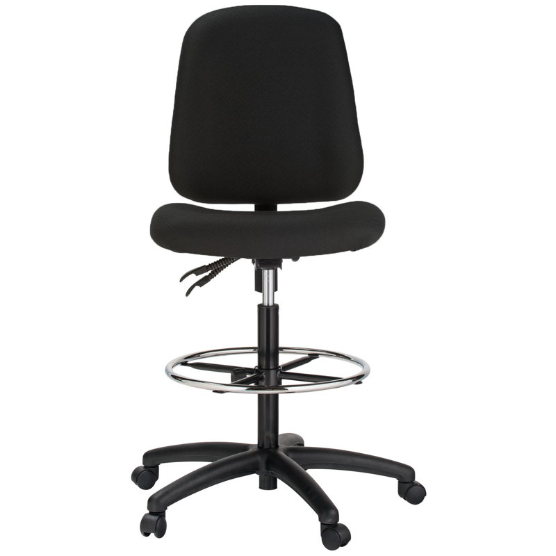 Ebern Designs Balvin Fabric Nylon Drafting Chair, Black