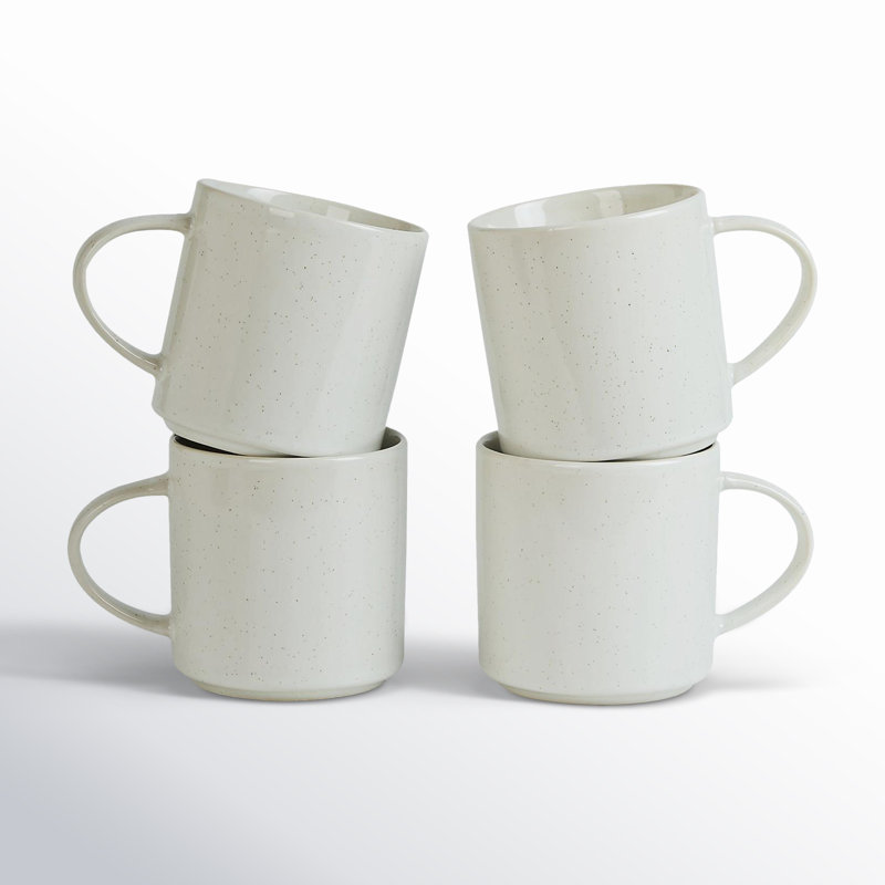 Ensemble de 4 tasses à café en grès 14 oz Lior, Blanc