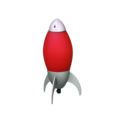 10.5 Inch Red Rocket Ship Kids Table Lamp - Acrylic Night Light for Children's Bedroom, UL Listed Bedside Lamp for Boys and Girls