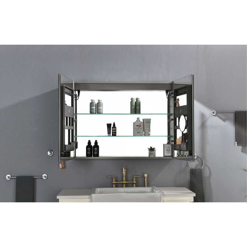 40 po X P 30 po Grande armoire à pharmacie rectangulaire en aluminium avec miroir H H