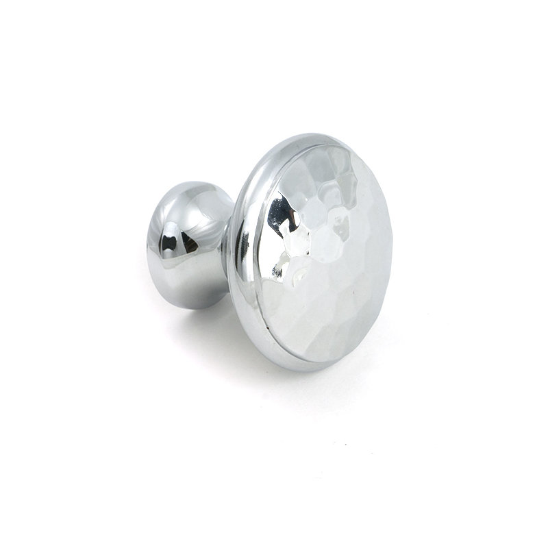 Hammered Round Knob, Polished Chrome, 1.18" Knob Diameter