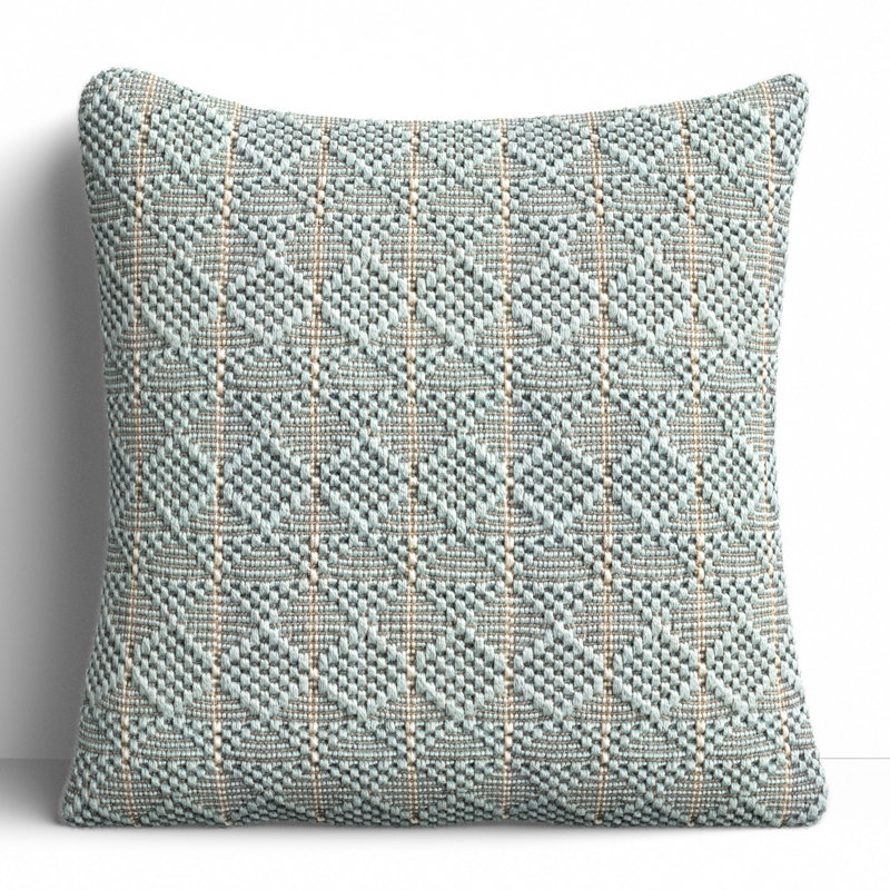Levon Outdoor Square Pillow Cover & Insert, Light Blue/Gray, Polyfill