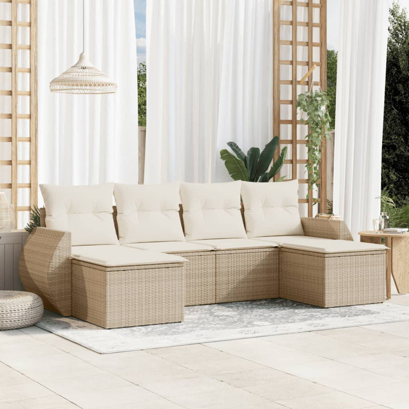 Ensemble de canapé de jardin Vidaxl PE rotin standard modulaire, Beige