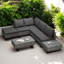 Elisamuel Rattan Corner Sofa Set with Coffee Table Garden Furniture Set Garden lounge for 4-5 people-1290483284-1290483283