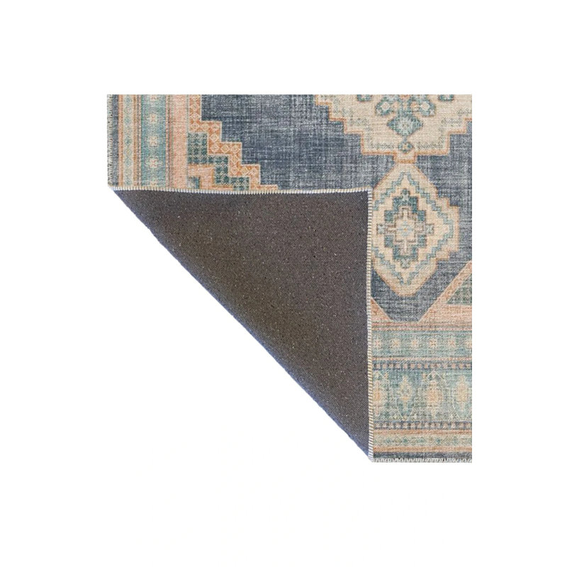 Blue Beige Themed Traditional Motif Patterned Vintage Decorative Carpet, Runner 3'4" x 9'11"