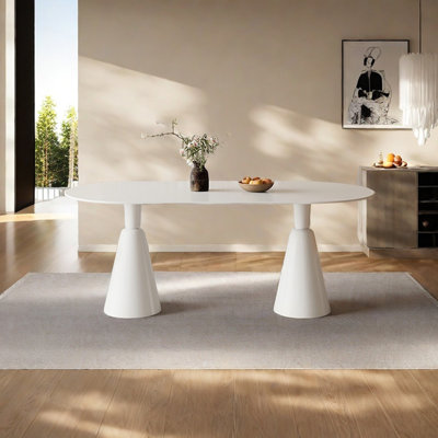 White Oval Dining Table by Beicang Home