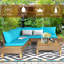 Ensemble de conversation modulaire en rotin 3 pièces pour terrasse avec coussins Simoes