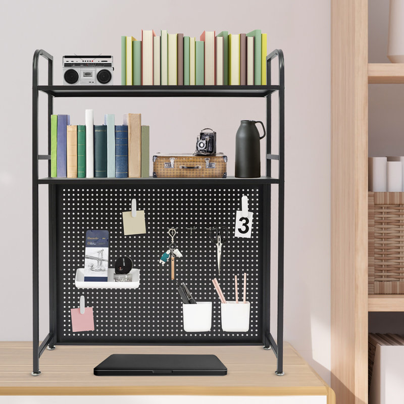 Bibliothèque de bureau à 2 niveaux, tablette de table d'organisation pour bureau d'ordinateur, bibliothèque de bureau d'ordinateur pour la maison, fournitures de bureau, bibliothèque