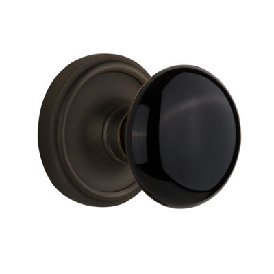 Rosette classique avec bouton de porte en porcelaine noire