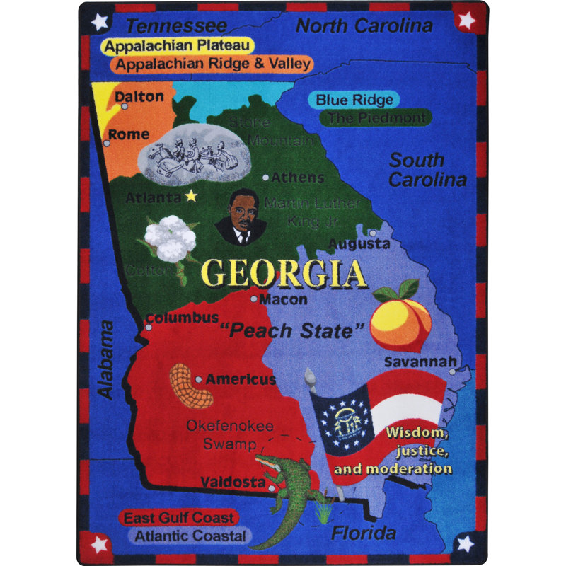 Tapis éducatif The State Facts de Georgia, Rectangle 7 pi 8 po x 10 pi 9 po