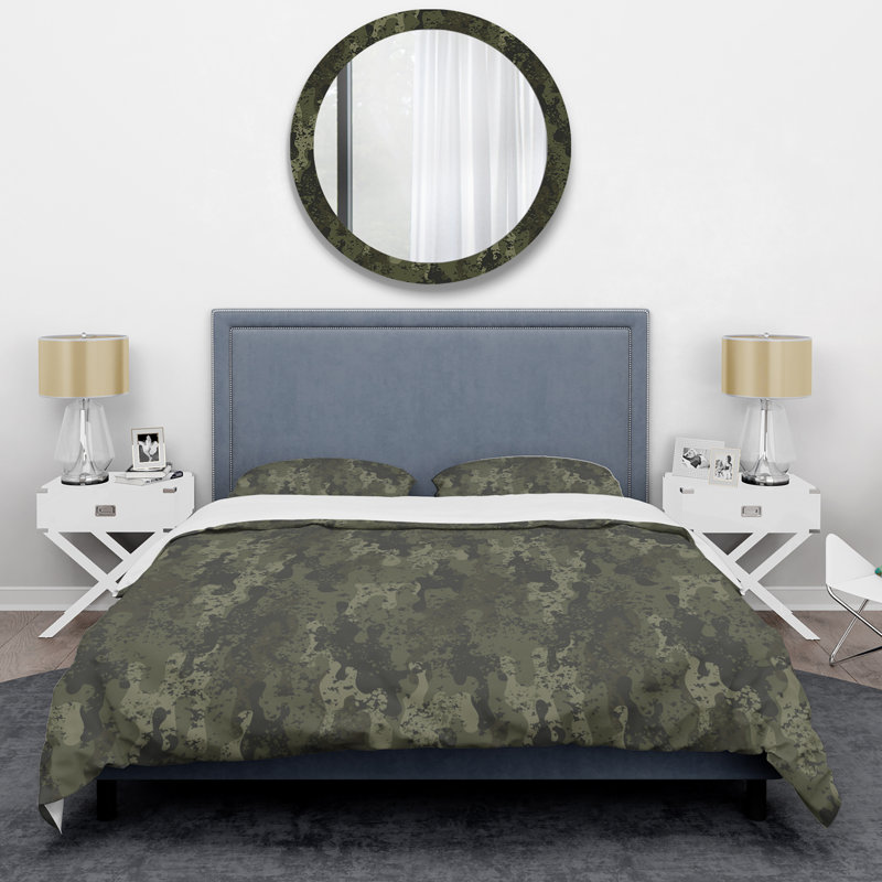 Ensemble de housse de couette en microfibre vert / noir 3 pièces