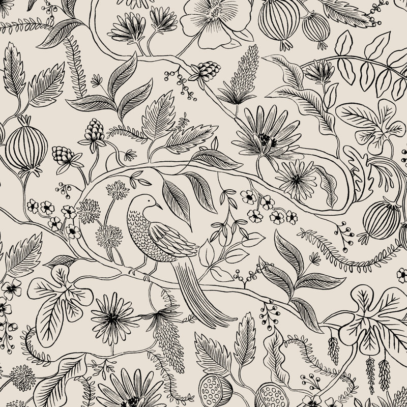 Rifle Paper Co. x Cloth & Company Marion Bed, Rpc Aviary Black & Cream Linen, King