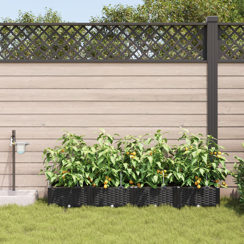 Garden Planter Polypropylene Large Planters, 22cm H x160cm W x 40cm D, Black