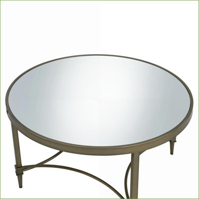 Table basse à miroir en laiton antique pour le salon, plateau épais de 5 mm, glamour réfléchissant la lumière