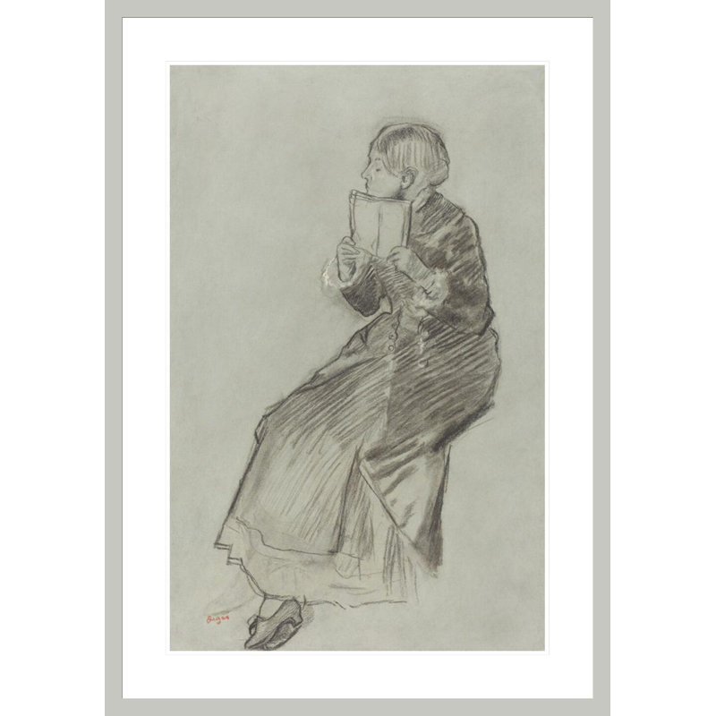 Femme lisant un livre par Edgar Degas, impression giclée encadrée, H 41,5 po x l 29,28 po