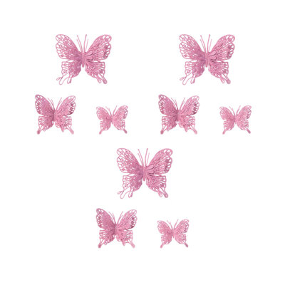 Décorations de Noël, décorations de Noël, décorations de mariage, papillons en poudre dorée, ensemble de 9 papillons en poudre dorée, accessoires de photographie